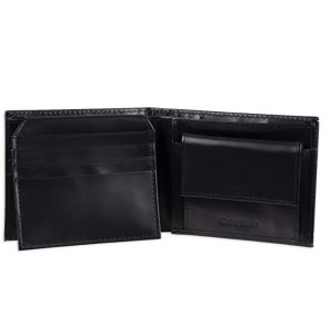 Calvin Klein Men's RFID Blocking Leather Bifold Coin Wallet- Black